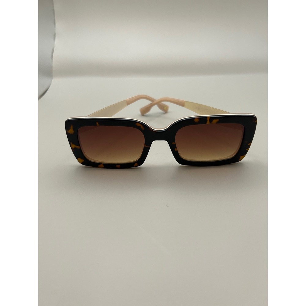 Christian Siriano Rectangle Sunglasses Tortoiseshell Blush Pink Gold CS Logo - Picture 5 of 5
